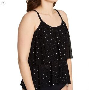 Black Polka Dot Layered Cami Tank Top